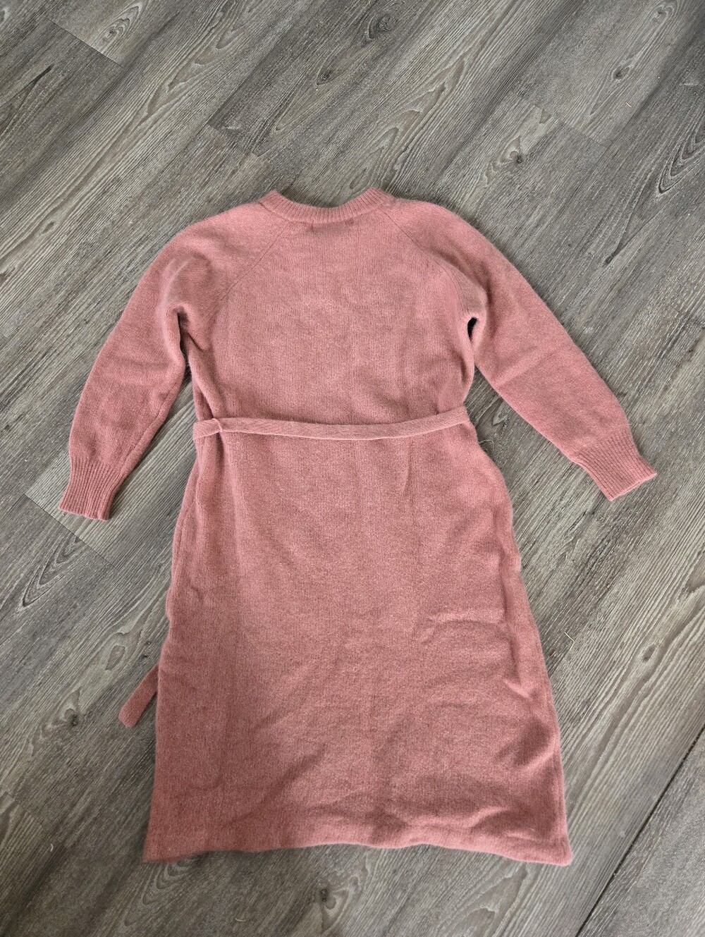 Vintage Margo Boutique Angora Lambswool Knit Dress Pink Henley Midi Size 15/16 - Picture 8 of 10